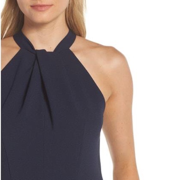 Julia Jordan Wide Leg Knot Neck Jumpsuit in Navy - Picture 6 of 8